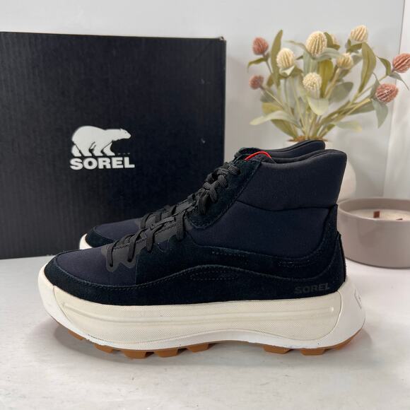 Sorel Ona 503 Mid Lace Up Sneaker Black Jet NL4856-010 Women's 6.5 NWB - Picture 1 of 10